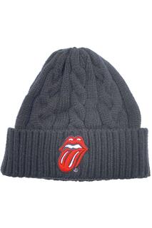 Классическая вязаная шапка с косами на язычке The Rolling Stones, черный
