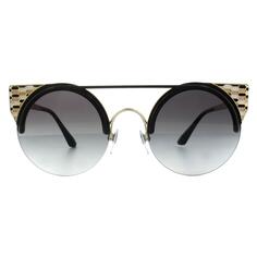 Круглые черные бледно-золотисто-серые солнцезащитные очки с градиентом Bvlgari, черный
