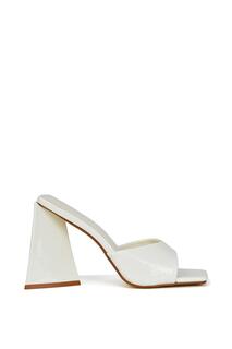 Мюли &apos;Gracia&apos; с квадратным открытым носком и скульптурным расклешенным каблуком на блочном каблуке XY London, белый