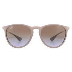 Круглые темные резиновые песочно-коричневые солнцезащитные очки с градиентом Erika 4171 Ray-Ban, бежевый