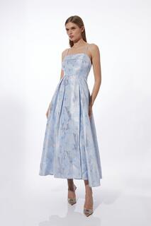 Тканое платье макси для выпускного вечера Karen Millen, синий