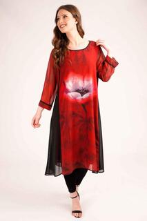 Платье на шифоновой подкладке с цветочным принтом Saloos, красный