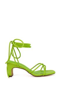 Сандалии Atlas на тонком среднем каблуке с квадратным носком и шнуровкой на ремешках XY London, зеленый