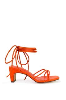 Сандалии Atlas на тонком среднем каблуке с квадратным носком и шнуровкой на ремешках XY London, оранжевый