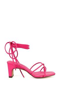 Сандалии Atlas на тонком среднем каблуке с квадратным носком и шнуровкой на ремешках XY London, розовый