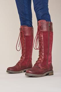 Высокие замшевые кожаные ботинки на шнуровке Aimee Moshulu, красный
