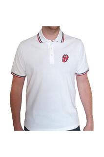 Классическая рубашка-поло с язычком The Rolling Stones, белый