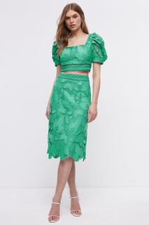Кружевная юбка-карандаш Coast, зеленый