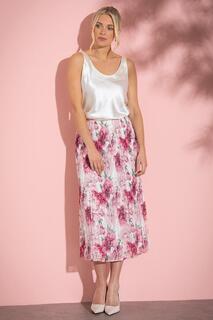 Кружевная плиссированная юбка-миди с принтом «Букет» Klass., розовый Класс