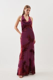 Тканое платье миди с вырезом через шею Feather Devore Karen Millen, фиолетовый