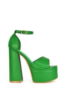Сандалии Elma на высоком каблуке и платформе с открытым носком и ремешками XY London, зеленый