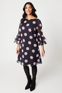 Платье прямого кроя Petite Spot с рукавами-фонариками Wallis, черный