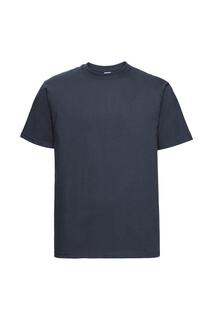 Классическая футболка с короткими рукавами европейского тяжелого веса кольцевого прядения Russell, темно-синий
