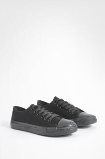 Высокие кроссовки Low Top Lace Up Trainers boohoo, черный