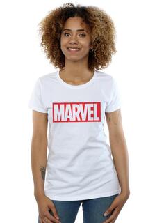 Классическая хлопковая футболка с логотипом Marvel Comics, белый