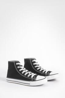 Высокие кроссовки High Top Lace Up Trainers boohoo, черный