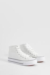 Высокие кроссовки Platform High Top Lace Up Trainers boohoo, белый