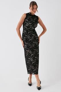 Кружевное платье Debut London с высоким воротником Debenhams, черный