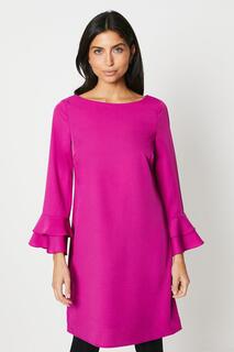 Платье прямого кроя из плотного крепа с простыми рукавами-фонариками Wallis, розовый