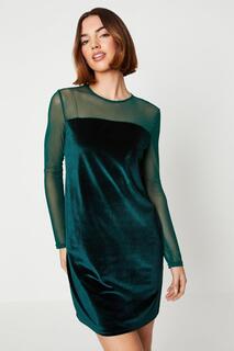 Платье прямого кроя из сетчатого бархата Oasis, зеленый
