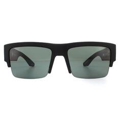 Мягкие матовые черные полуоправы HD Plus серо-зеленые поляризованные солнцезащитные очки Spy, черный