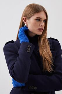 Мягкие шерстяные трикотажные перчатки Karen Millen, синий