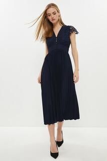 Плиссированная юбка с короткими рукавами Платье «два в одном» Coast, темно-синий
