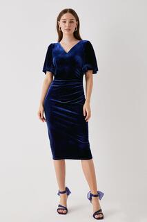 Облегающее платье Debut London с расклешенными рукавами Debenhams, темно-синий