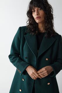 Двубортная удлиненная куртка в стиле милитари из итальянской шерсти Warehouse, зеленый