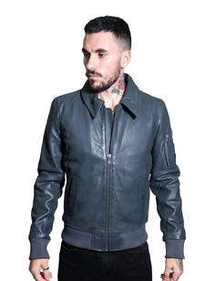 Куртка-бомбер из воловьей кожи A2-Осло Infinity Leather, темно-синий