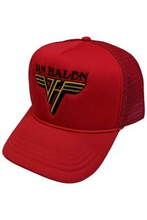 Бейсбольная кепка Trucker с текстовым ремешком и логотипом Van Halen, красный