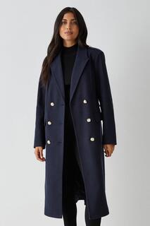 Двубортное пальто в стиле милитари Wallis, темно-синий
