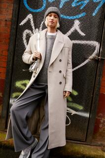 Двубортное пальто премиум-класса из итальянской шерсти, сшитое по индивидуальному заказу Nasty Gal, бежевый