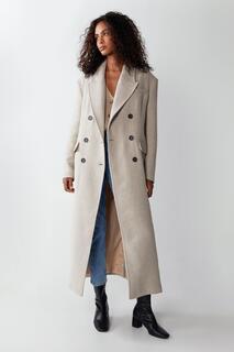 Двубортное пальто премиум-класса из итальянской шерсти, сшитое по индивидуальному заказу Warehouse, бежевый