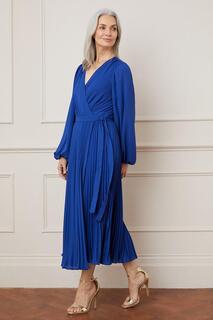 Плиссированное платье макси с запахом Wallis, синий