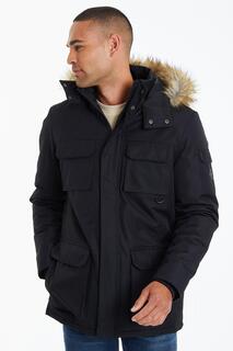 Куртка-парка с карманами и защитой от дождя &apos;Council&apos; Threadbare, черный