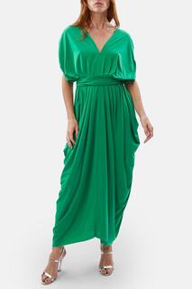 Плиссированное платье макси с крыльями летучей мыши James Lakeland, зеленый
