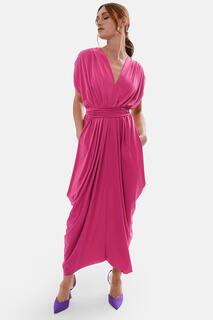 Плиссированное платье макси с крыльями летучей мыши James Lakeland, розовый