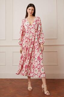 Плиссированное платье макси с цветочным запахом и запахом Wallis, розовый