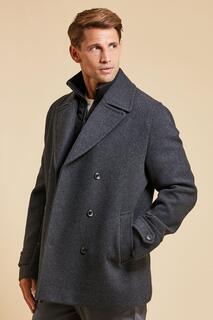 Двубортное пальто строгого кроя &apos;Saile&apos; с имитацией слоя Threadbare, серый