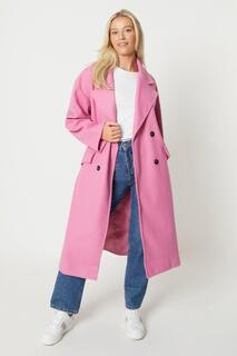 Двубортное шерстяное пальто Dorothy Perkins, розовый
