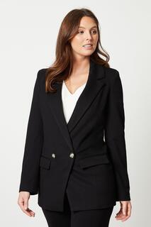 Двубортный пиджак премиум-класса с понте Wallis, черный