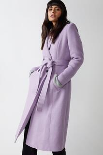 Двубортный пиджак из итальянской шерсти с поясом Warehouse, фиолетовый