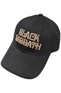 Бейсбольная кепка с текстовым ремешком и логотипом Black Sabbath, черный