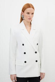 Двубортный пиджак чистого кроя Karen Millen, белый