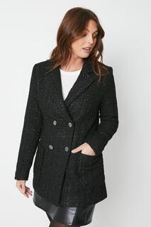 Двубортный пиджак-пиджак из букле Wallis, черный