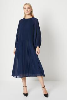 Плиссированное платье-миди Debenhams, темно-синий