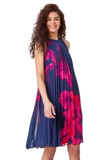 Плиссированное свободное платье с цветочным принтом Roman, синий