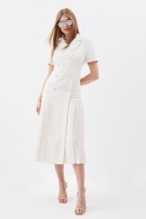 Плиссированное тканое платье-блейзер миди Karen Millen, белый