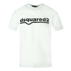 Белая футболка классного кроя с подчеркнутым логотипом Dsquared2, белый
